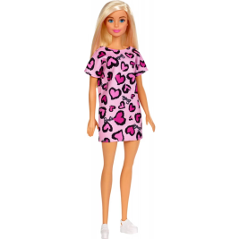 Barbie With Pink Heart Pattern Dress