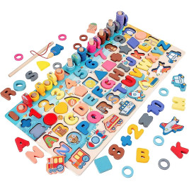 Puzzle Board Alphabet Number Fishing Rod