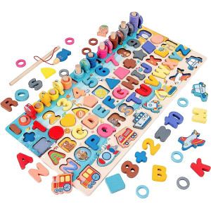 Puzzle Board Alphabet Number Fishing Rod